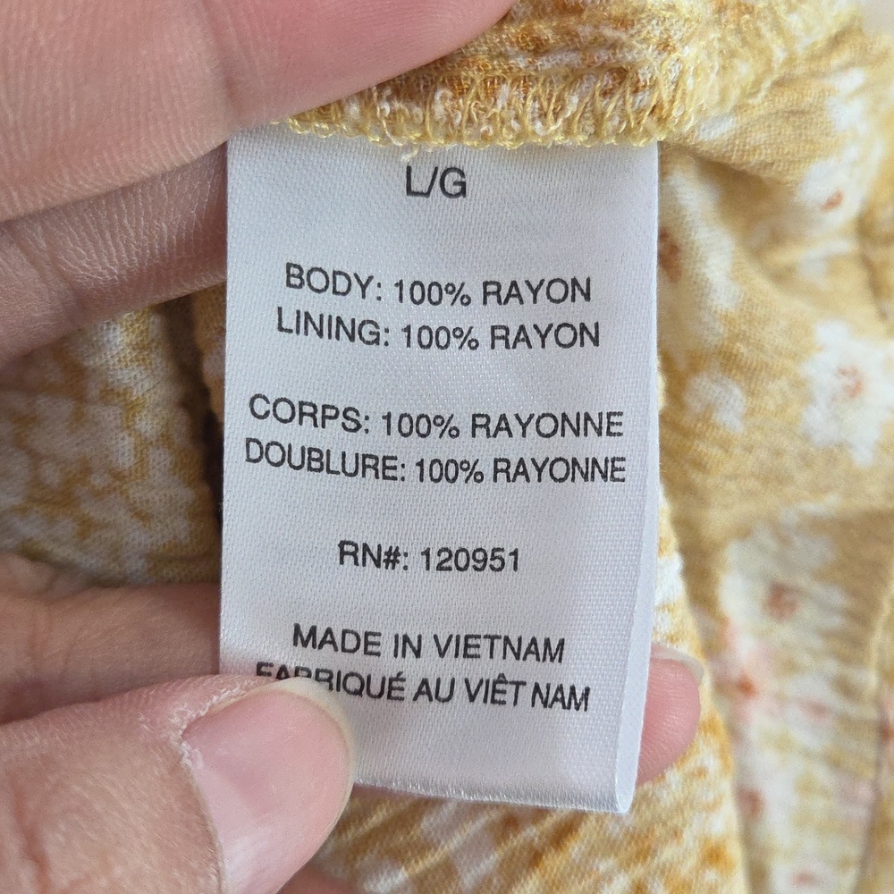 Wild Skye Yellow Floral Tie-Front Dress 100% Rayon Boho Cottagecore Sundress - Picture 8 of 9